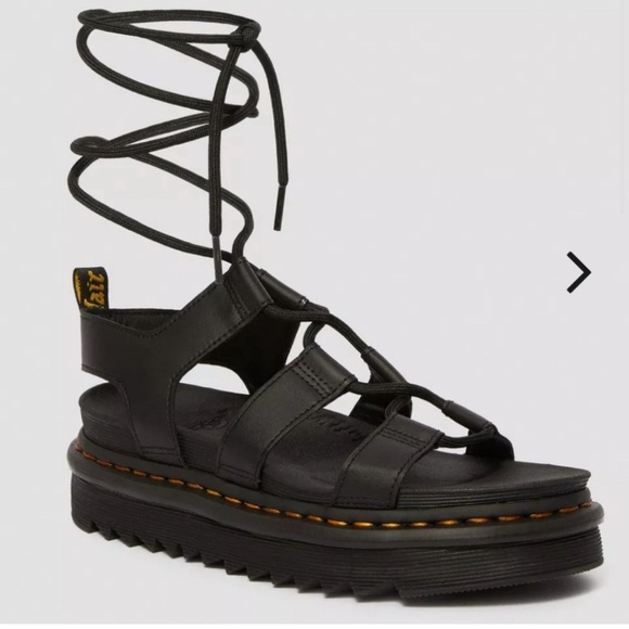 Doc Martens Nartilla Sandal Sz 8 Black ankle wrap strap gladiator - Picture 1 of 7